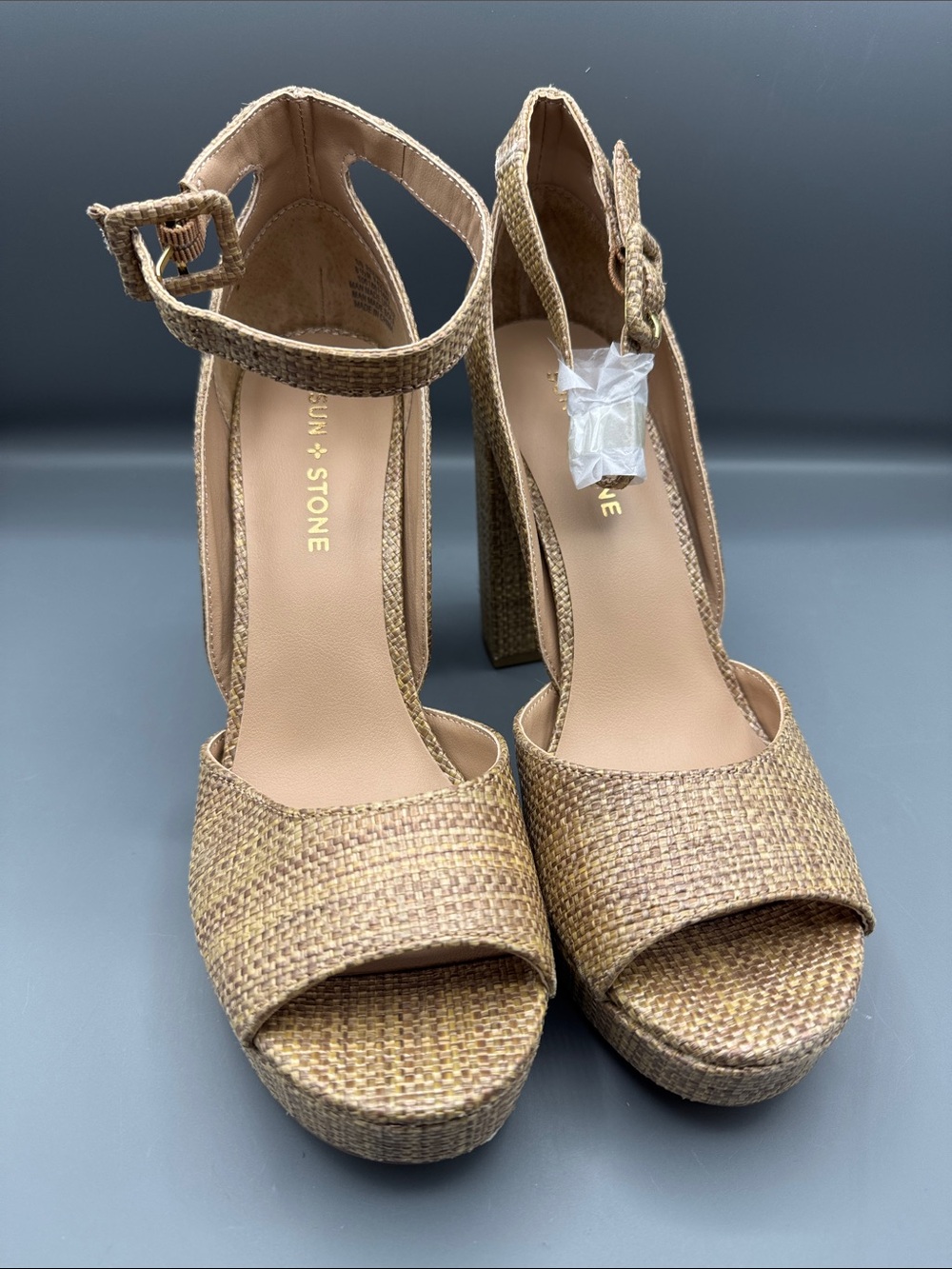 Sun + Stone Women's Reemaa Peep Toe Block Heel Platform Sandals